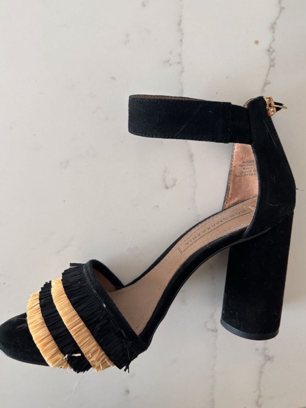 BCBG Max Azria Black Raffia Block Heels